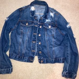 Size L distressed jean jacket
